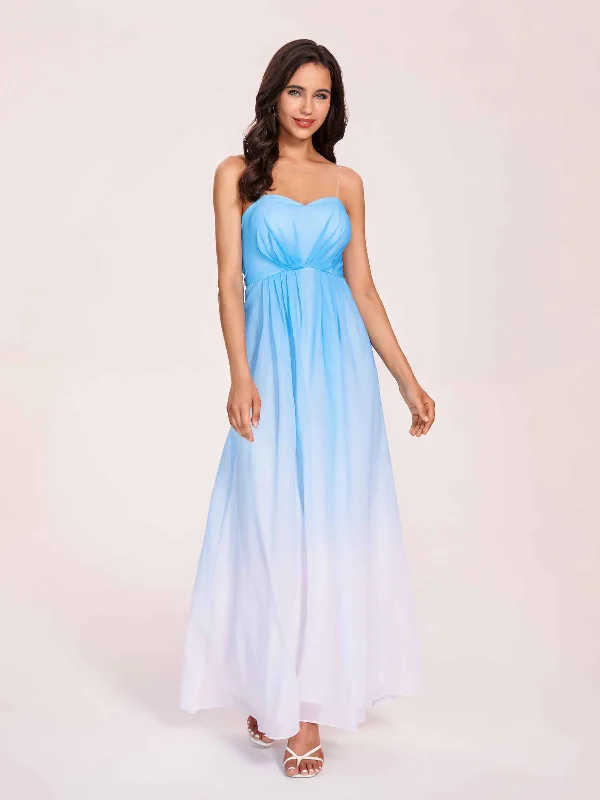 Women's Comfortable Garments Elegant Contour Elegant A-line Ombre Chiffon Maxi Long Bridesmaid Dresses Online