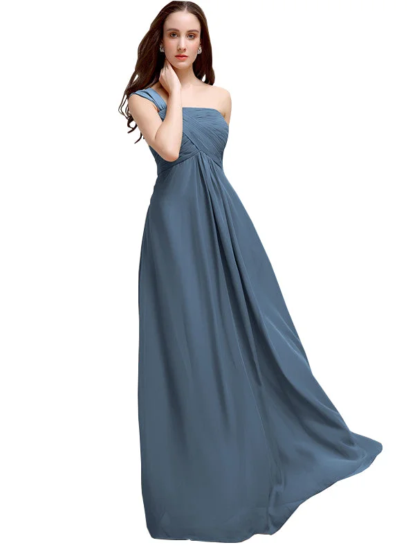 Women's Plus-Size Garments Nordic Minimalist Home Look A-line One-shoulder Long Chiffon Bridesmaid Dresses