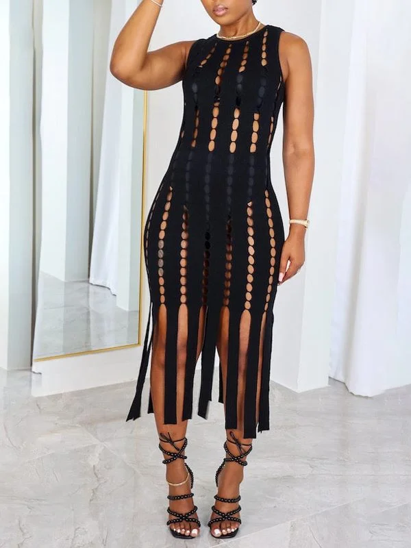 Women's Apparel Limited - Edition Drops Cutout Fringe Sleeveless Dress