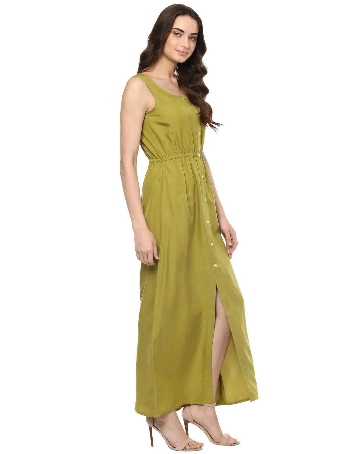 Casual Clothes For Women Charming Silhouette Maxi Shirt Dress in Olive Green