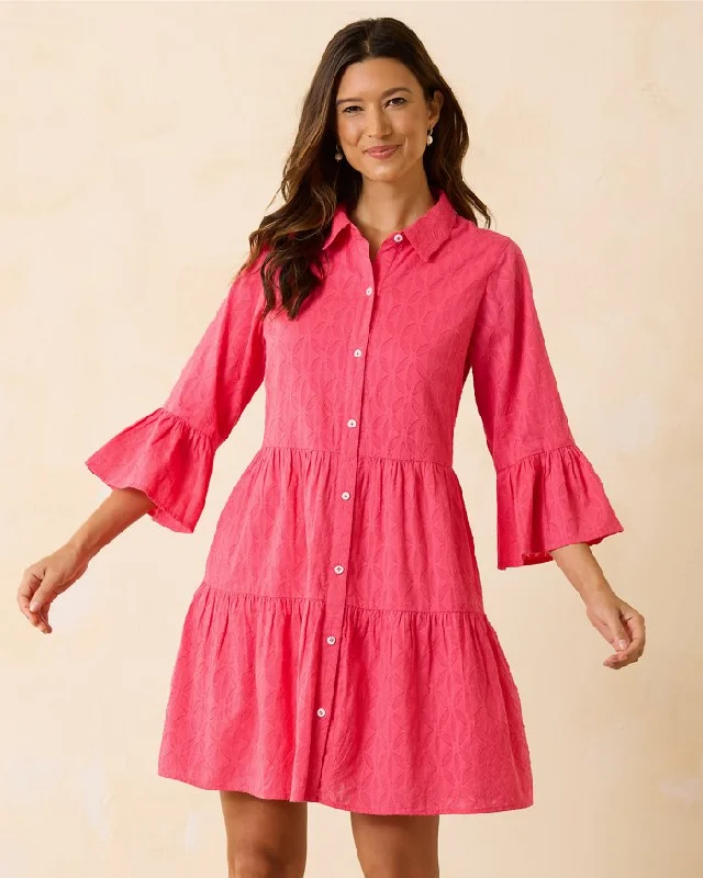 Modern Women's Apparel Effortless Style Tommy Bahama Cotton Clip Tiered Shirt Dress Coverup - Coral Coast*