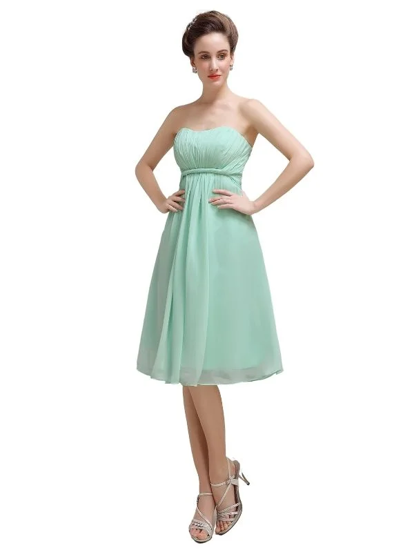 Charming Women's Garments Effortless Sophistication Sweetheart Knee-Length A-Line Bridesmaid Dresses