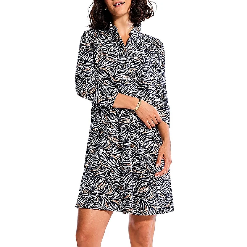 Women's Formal Event Outfit Art Deco Geometric Pattern Look Nic + Zoe Womens Casual Short Sweatshirt Dress