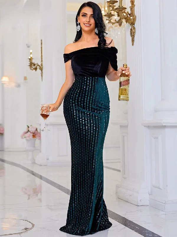 Women's Chic Outerwear Outfit Romantic Date - Night Ensemble JuliaFashion - 2024 Sexy Tube Backless Sequins Elegant Bodycon Dress