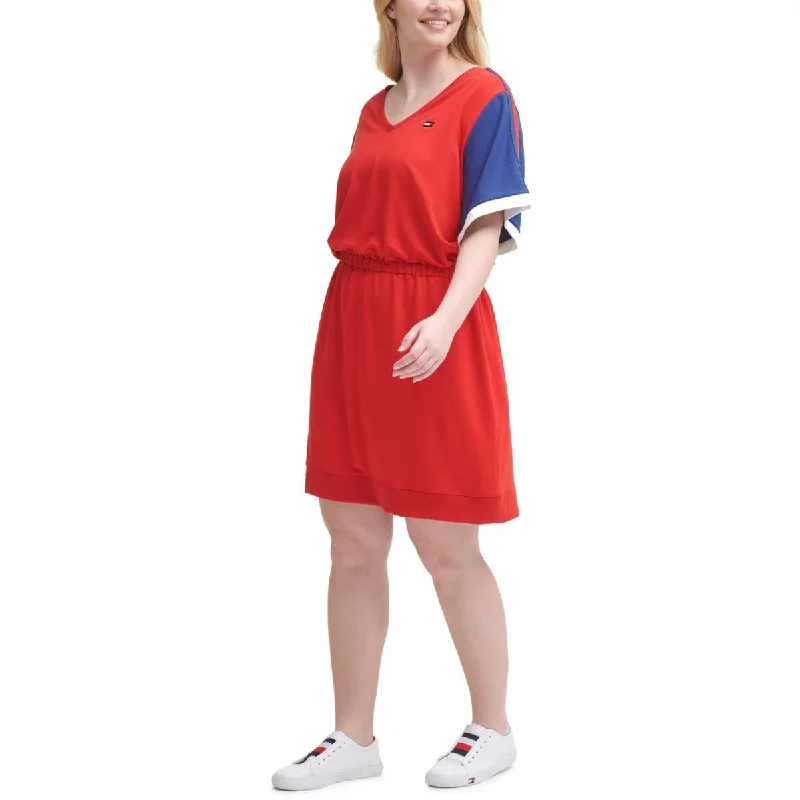 Women's Work Outfit For The Office Boho Chic Tommy Hilfiger Sport Womens Plus Colorblock Short T-Shirt Dress