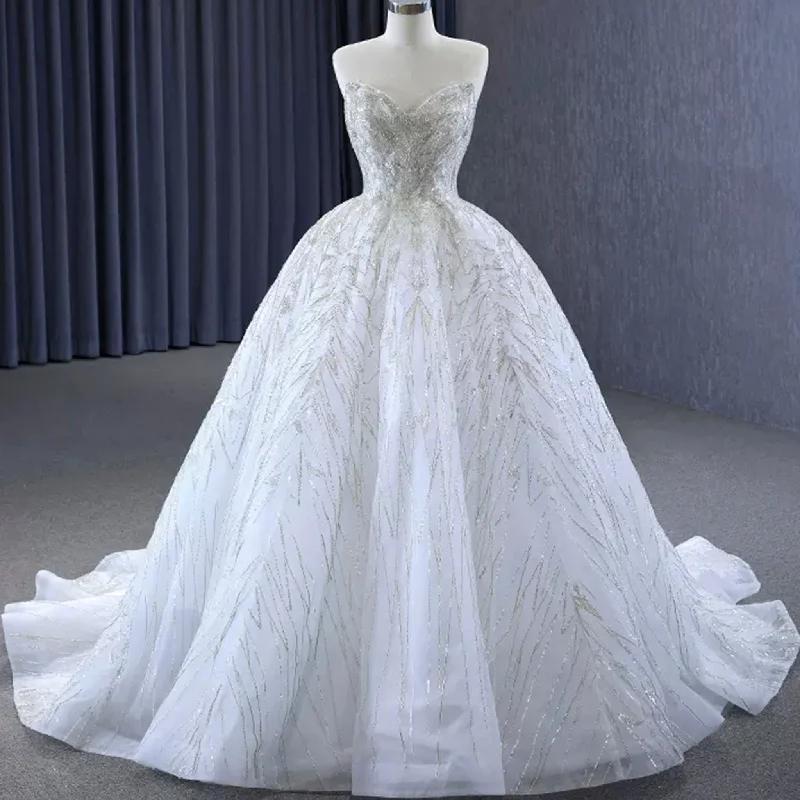 Women's Evening Apparel Limited - Edition Drops Beaded Lace Apliqued Ball Gown Wedding Dress Strapless Bridal Gown