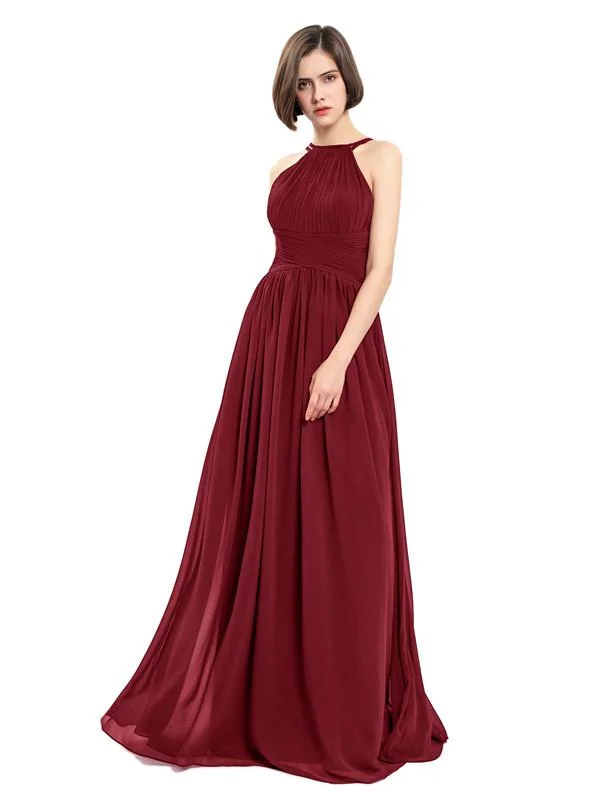 Casual Apparel For Women Grab Romantic Date - Night Styles Now A-line Chiffon Sleeveless Elegant Long Bridesmaid Dresses