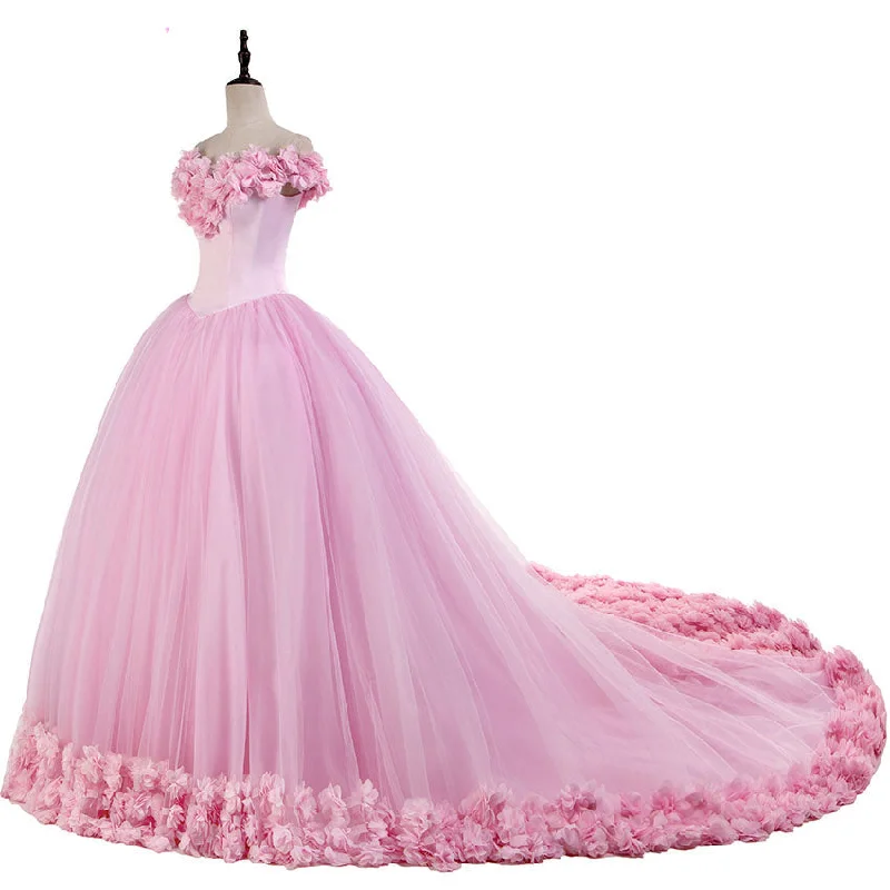 Women's Transitional Garments Minimalist Office - Ready Style Siaoryne LP1008 Ball Gown Quinceanera Dresses Pink Flowers Debutante Gown Sweet 16 Dresses