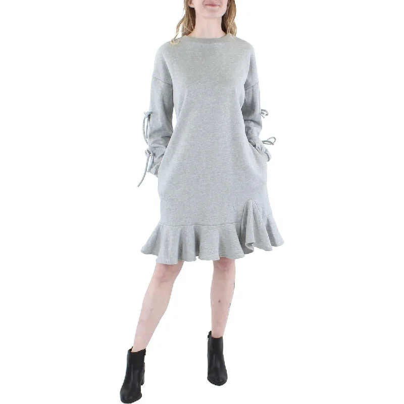 Women's Clothing With Trendy Designs Casual Elegance CQ by CQ Womens Grommet Ruffled Sweatshirt Dress