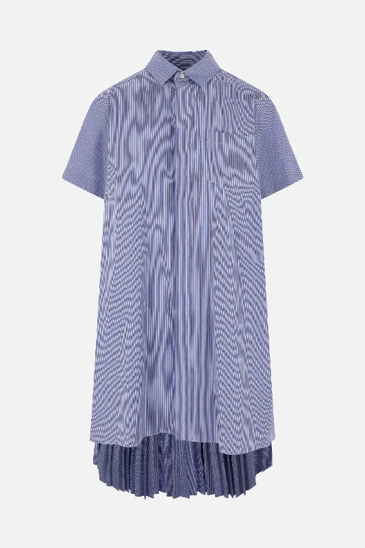 Affordable Women's Clothing Parisian Effortless Chic Style striped poplin shirt dress