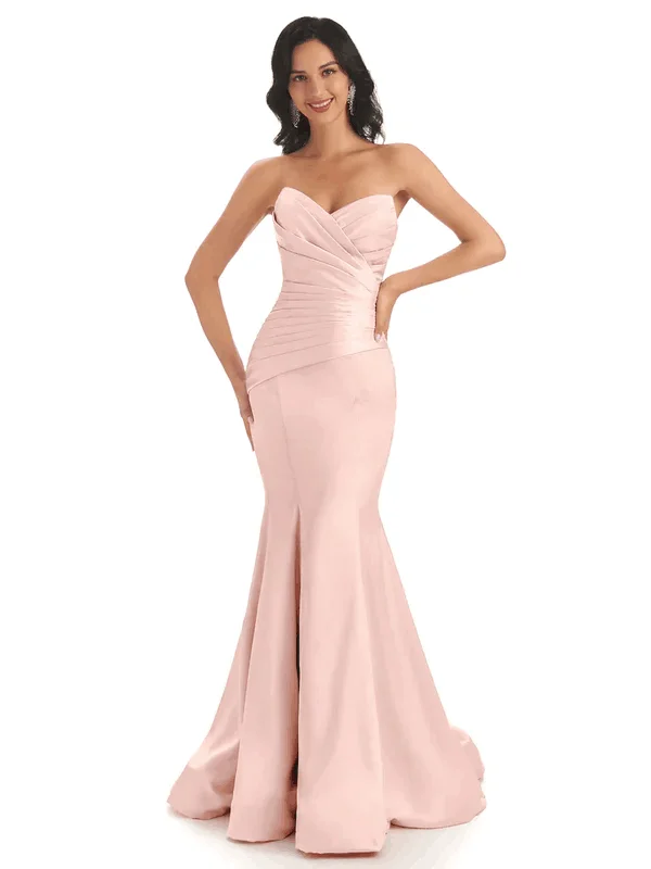 Timeless Women's Outfit Grab Romantic Date - Night Styles Now Sexy Soft Satin Sweetheart Simple Floor-Length Mermaid Bridesmaid Dresses In Stock