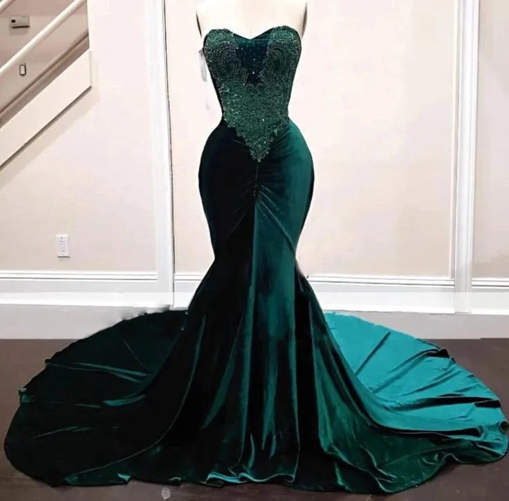 Affordable Women's Attire Classic Appeal Long Sequin Sleeveless Emerald Green Mermaid Dress