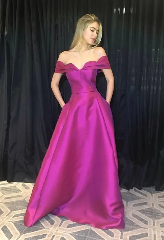 Women's Night-Out Outfit Cottagecore Rustic Charm Style Satin Prom Dress,Off the Shoulder Prom Dress,A-Line Prom Dress   cg12458