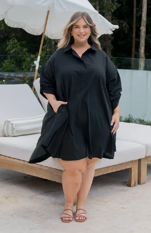 Women's Casual Apparel Effortless Grace PQ Collection Loloma Shirt Dress Black