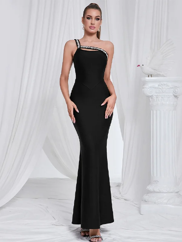 Formal Clothing For Women Seasonal Trend One Shoulder Sleeveless Slimming Maxi Bandage Dress HB100402