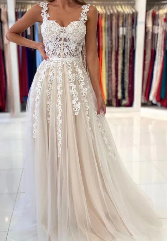 Women's Holiday Clothing Lightweight Fabric Women Lace Prom Dresses Long Appliques Evening Gowns Formal Party Dress YPD295