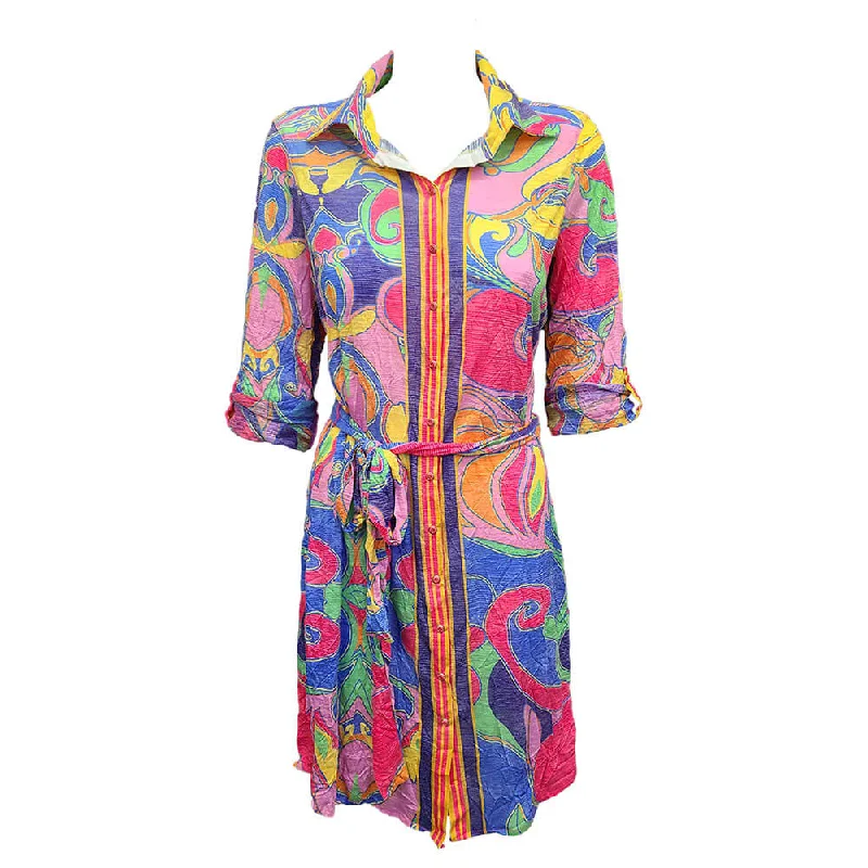 Women's Comfortable Lounge Garments Great Deals on Ethnic Cultural Wear David Cline Branwen Shirt Dress - Bright