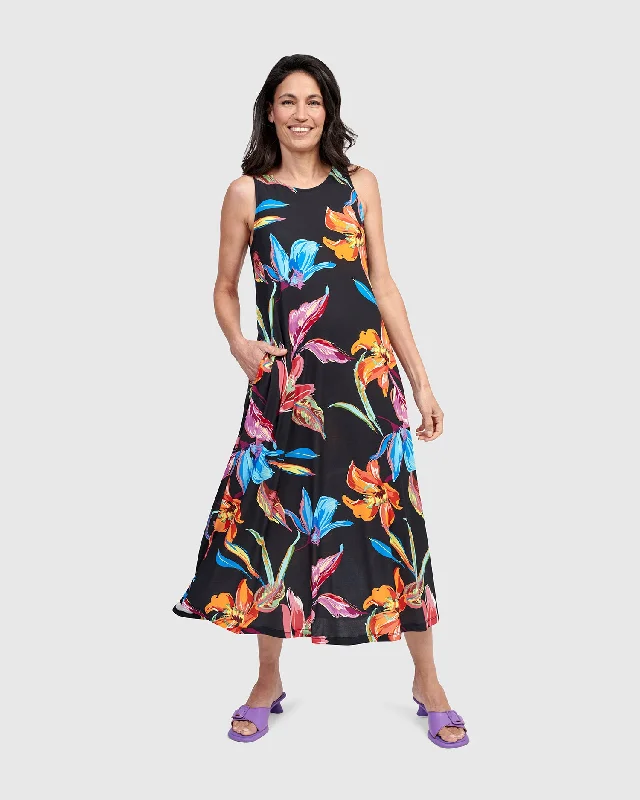 Comfortable Women's Apparel Casual Chic Palm Springs Sleeveless Dress, Bloom