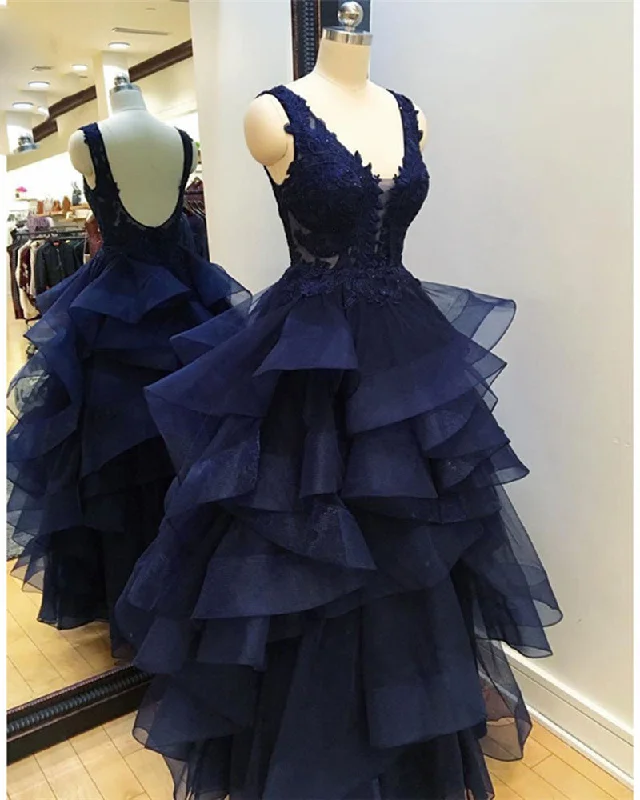 Women's Functional Outfit For Outdoor Activities Chic Urban Fashion Look Navy Blue Ball Gown Sweet Sixteen Prom Dress Quinceanera Dresses PL6688