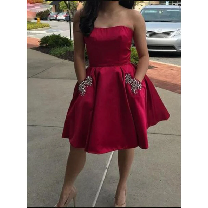 Women's Seasonal Clothing Vintage Charm Sexy Backless Short Homecoming Dress Semi Formal Party Gown with Pocket SP0121