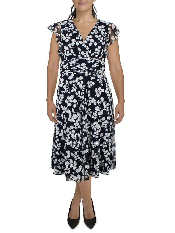 Women's Relaxed Outfit Seasonal Trend Womens Midi Floral Print Evening Dress