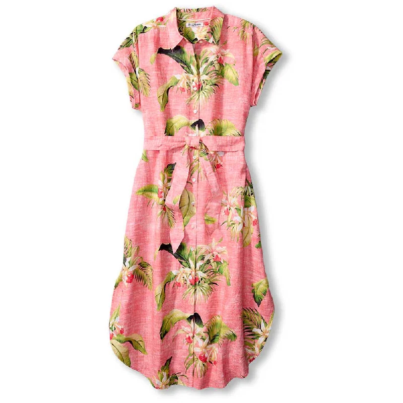 Women's Plus-Size Apparel Classic Appeal Tommy Bahama Women's La Brisa Blooms Shirt Dress - Melon Berry