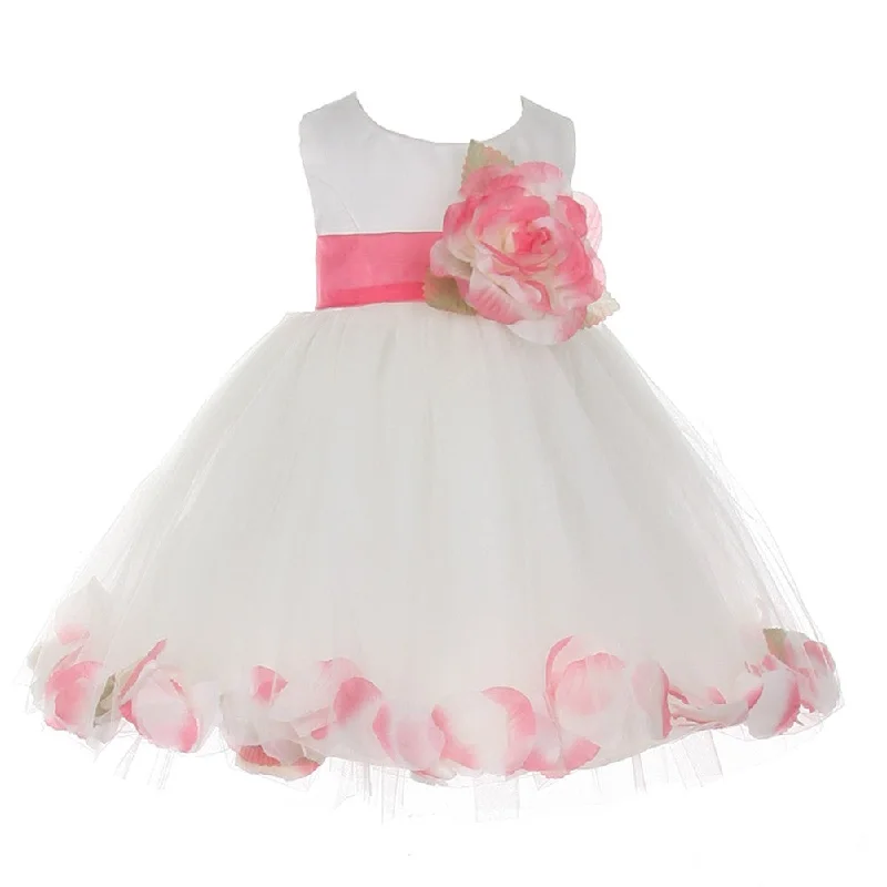 Women's Apparel And Garments Sophisticated Cut Baby Girls Ivory Coral Petal Adorned Satin Tulle Flower Girl Dress 6-24M