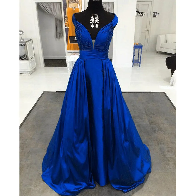 Women's Outdoor Activity Garments Romantic Date - Night Ensemble Siaoryne LP031 Royal Blue /Green/Burgundy Sexy Elegant Long Evening Party Gowns Off the Shoulder Double V Neck Prom Dresses 2018