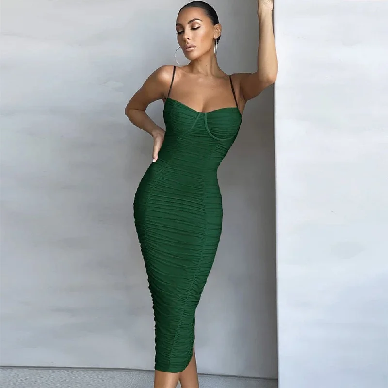 Women's Vacation Attire Boho Chic JuliaFashion-Midi Bandage Bodycon Sexy Party Dress