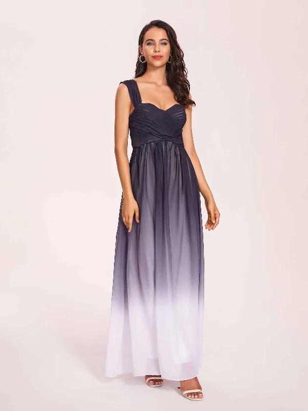 Women's Transitional Garments Ethnic Cultural Event Wear Chic A-line Chiffon Long Ombre Bridesmaid Dresses Online