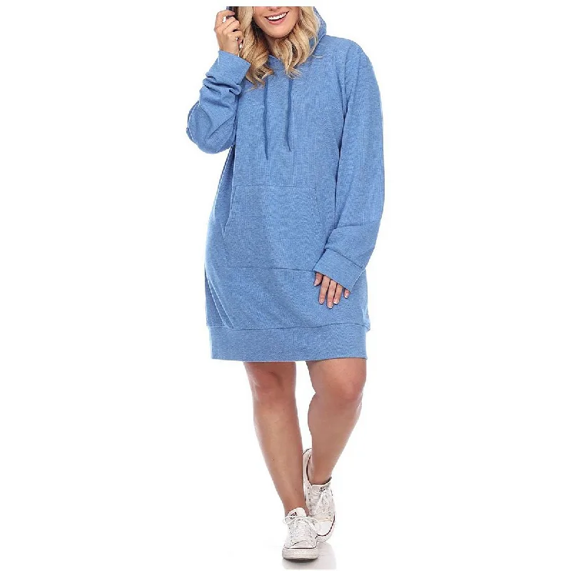 Stylish And Comfortable Clothing For Women Sophisticated Cut White Mark Womens Plus Hooded Mini Sweatshirt Dress