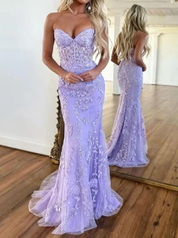 Women's Relaxed Clothes Elevated Style Women Lace Prom Dresses Long Appliques Evening Gowns Formal Party Dress YPD299