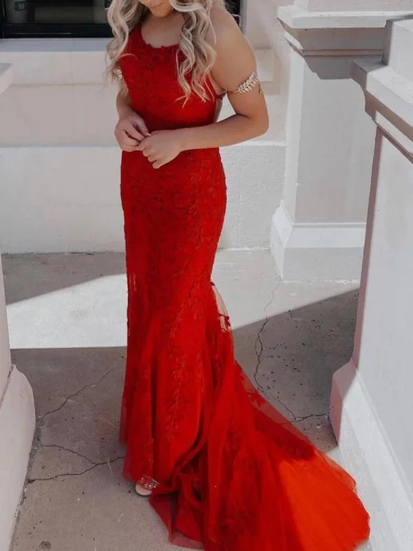 Affordable Luxury Women's Apparel Refined Look Women Spaghetti Straps Prom Dress Long Red Appliques Evening Gowns Fashion Formal Party Dress YPD862