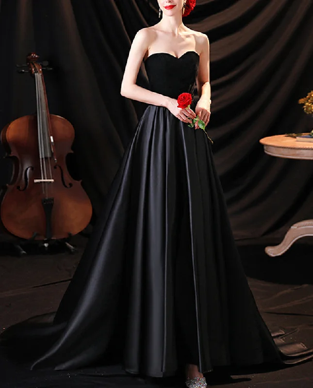 Women's Professional Clothes Vintage Retro Party Wear Women Sweetheart Prom Dresses Long Black Evening Gowns Formal Party Dress YPD289