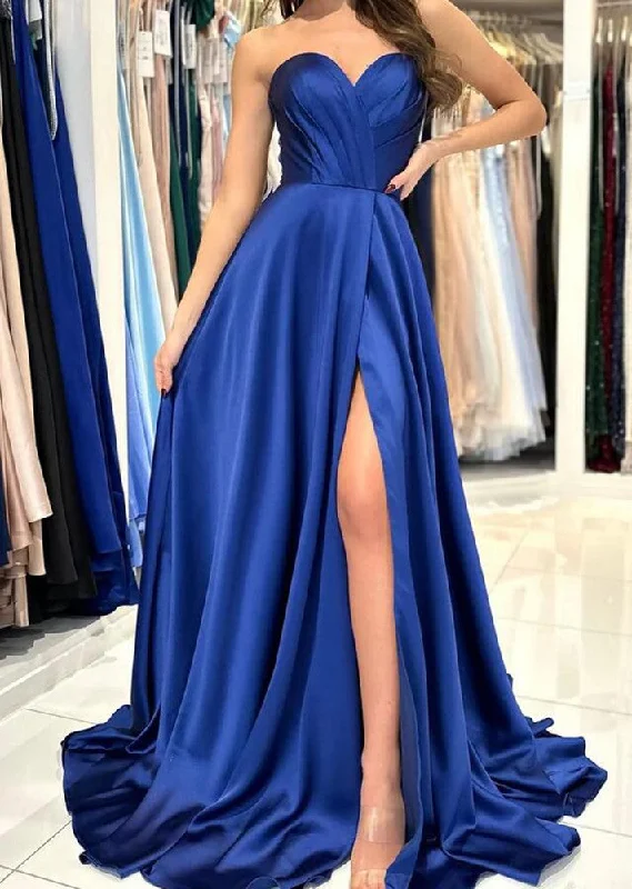 Luxury Women's Clothes Graceful Drape Women Sweetheart Prom Dresses Long Side Slit Evening Gowns Formal Party Dress YPD304