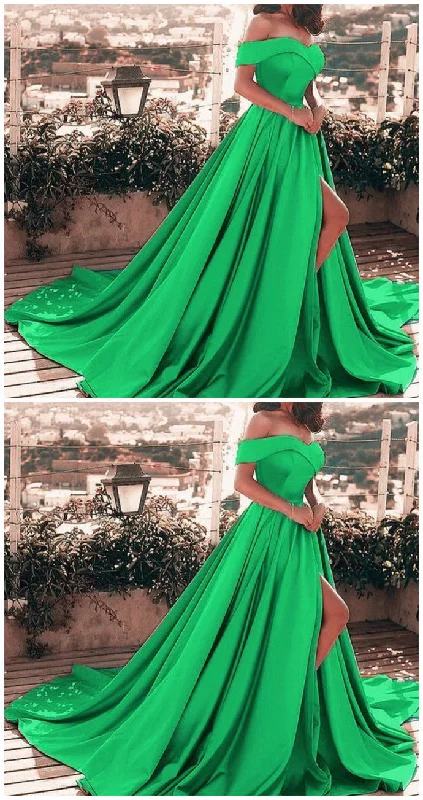 Women's Cozy Winter Attire Modern Romance Forest green prom dresses satin prom dress    cg11254