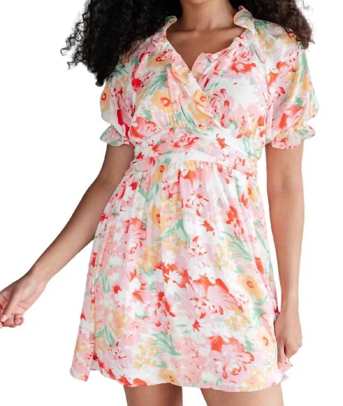 Women's Holiday Clothing Graceful Movement Fancy Free Floral Dress In Parisian Floral Print