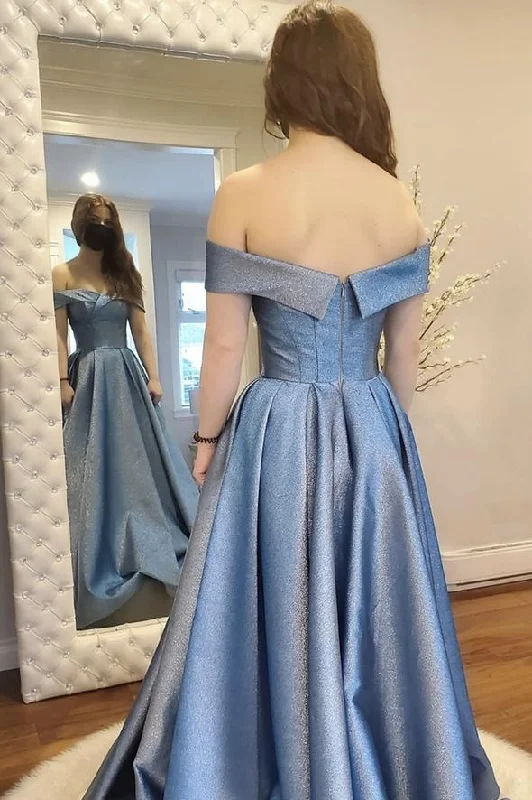 Charming Women's Clothes For Special Events Chic Urban Fashion Look Blue satin long A line prom dress evening dress    cg20732