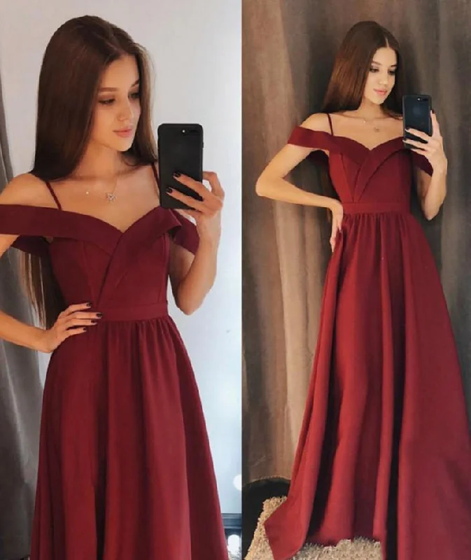 Women's Cozy Outfit For Lounging Great Deals on Ethnic Cultural Wear BURGUNDY SATIN LONG PROM DRESS SIMPLE EVENING DRESS   cg12334