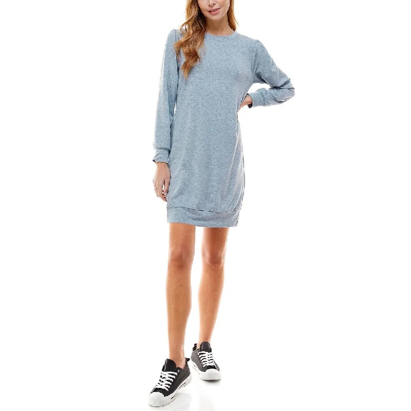 Comfortable Women's Attire Luxury Style Kingston Grey Womens Juniors Comfy Long Sleeves T-Shirt Dress