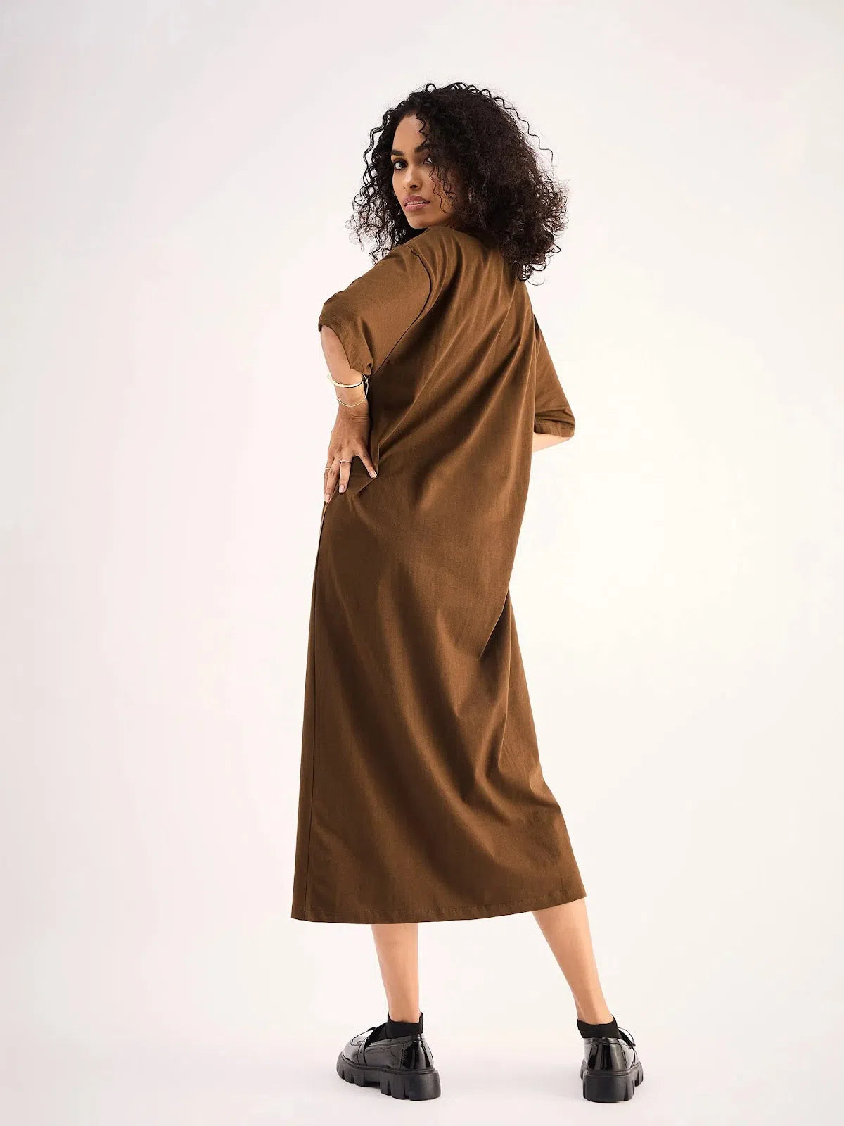 Women's Clothes For Work Classic Charm Women Brown Oversized T-Shirt Dress