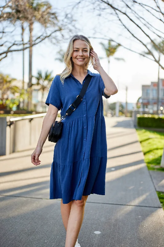 Women's Plus-Size Garments Flash Sale Shine On Essentials Shirt Dress Navy