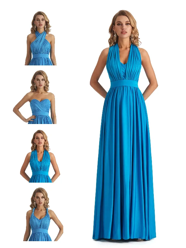 Women's Luxury Apparel Effortless Comfort Convertible A-line Stretchy Jersey Maxi Long Formal Bridesmaid Dresses Online