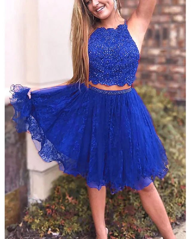 Women's High-Fashion Garments Feminine Flow Crop Top Short Prom Dresses Junior Homecoming Gowns with Lace Beading SP5573