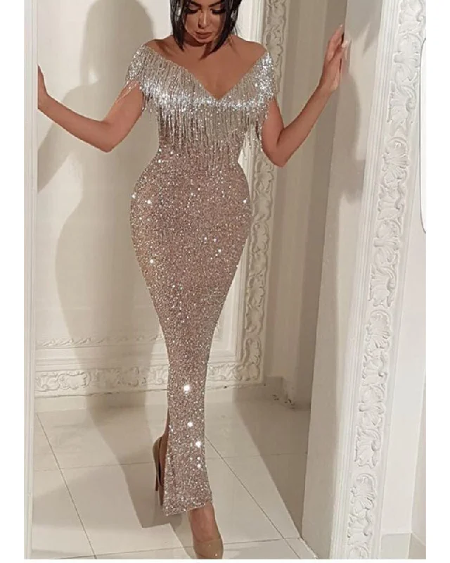 Women's Clothing Sets Romantic Date - Night Ensemble Luxury Bling Bling Long Mermaid Evening Party Dresses Women Pageant Gown 2019 PL252