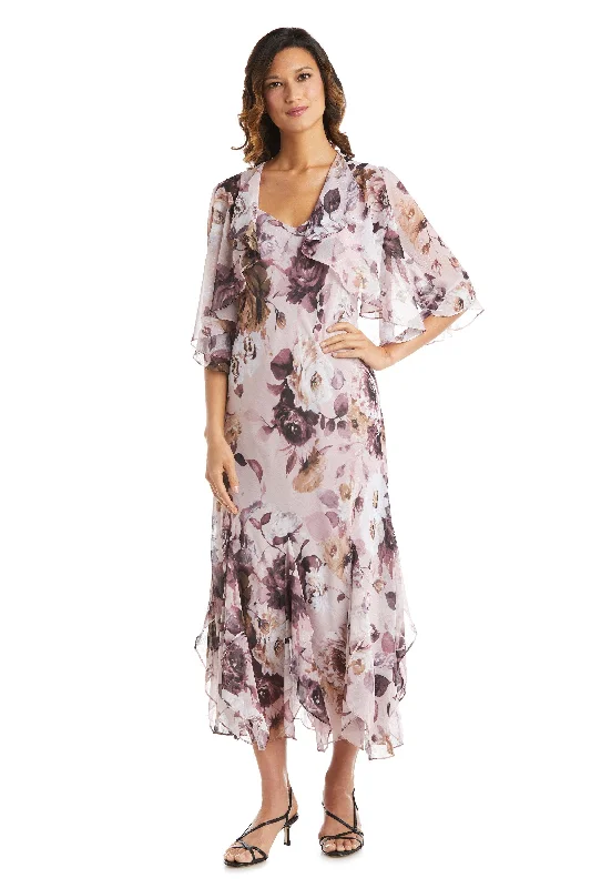 Women's Trendy Outfit Alluring Design R&M Richards 7915 Long Two Piece Floral Jacket Dress Sale