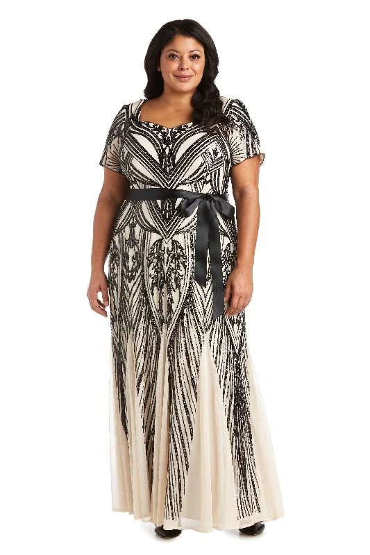 Casual Outfit For Women Charming Silhouette R&M Richards 7385W Long Plus Size Sequins Dress