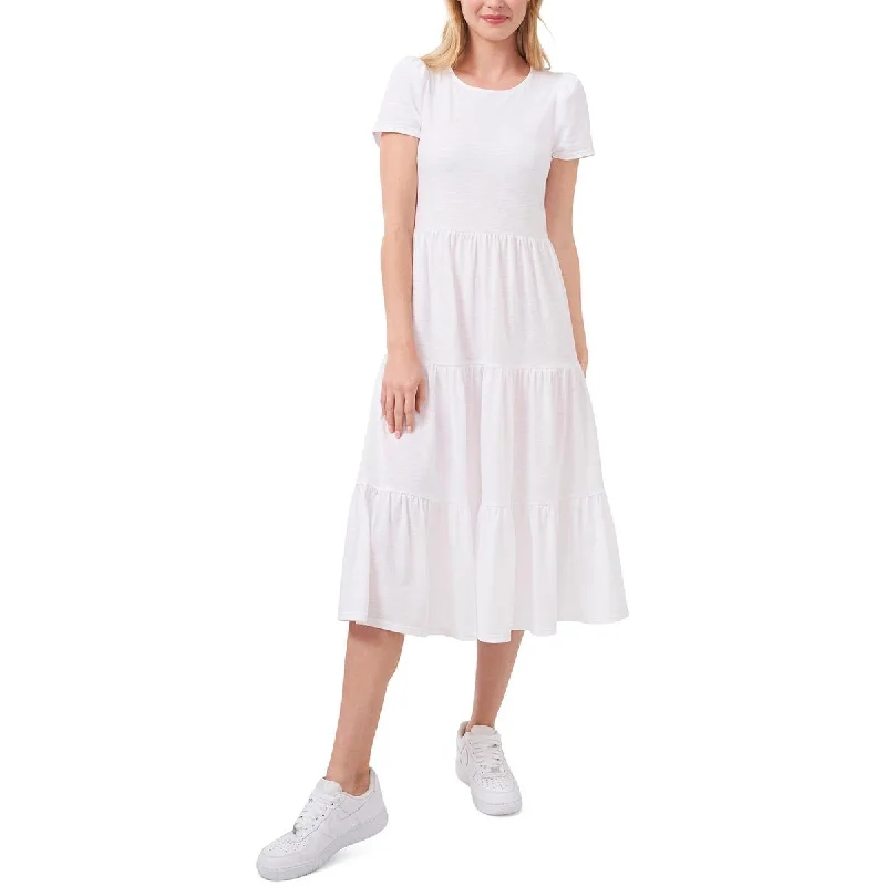 Women's Professional Clothes Casual Chic Riley & Rae Womens Lacey Tiered Midi T-Shirt Dress