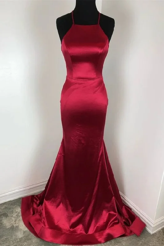 Women's Plus-Size Apparel Refined Look lace up burgundy satin prom dresses, classic burgundy satin prom dresses  cg9150