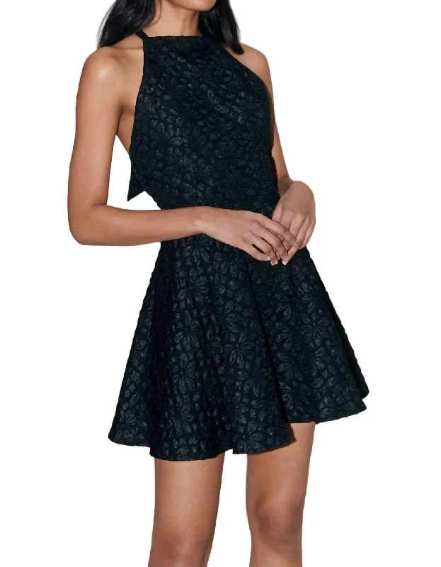 Women's Trendy Casual Clothes Vintage Retro Party Wear Julie Floral Jacquard Mini Dress In Black